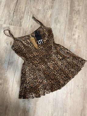 LOVE TOO TRUE leopard print pleated skort dress